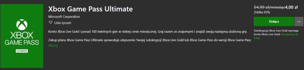 Xbox Game Pass Ultimate Promocja