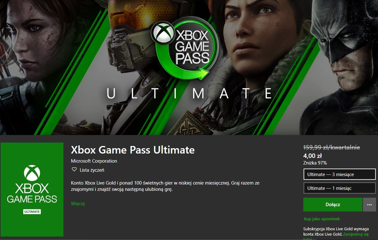 promocja 4 zł Xbox Game Pass