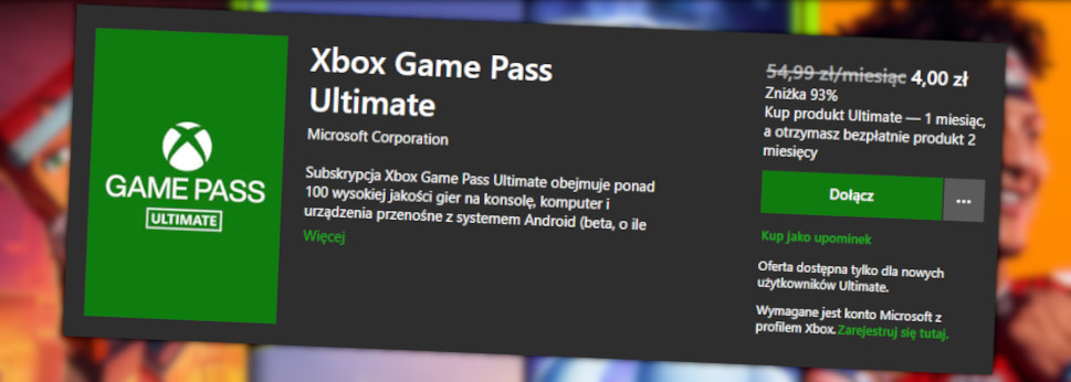 Xbox Game Pass Ultimate 4 złote