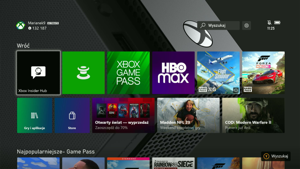 Xbox nowy Dashboard 2023